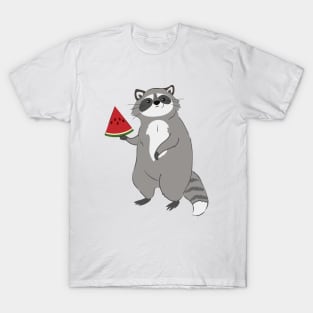 Funny raccoon with watermelon T-Shirt